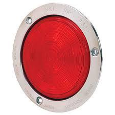 STT LAMP, RED, 4" ROUND, MALE PIN, W/STAINLESS STEEL MOUNTING FLANGE, LED, 3 DIODE