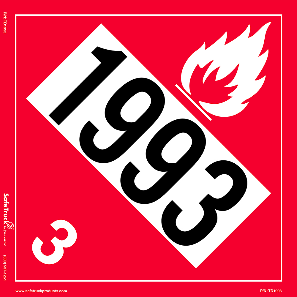 HAZ-MAT FLAMMABLE 1993 PLACARD DECAL